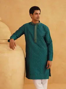 SOJANYA Paisley Woven Design Mandarin Collar Straight Kurta