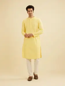 Manyavar Men Floral Embroidered Regular Thread Work Kurta with Pyjamas