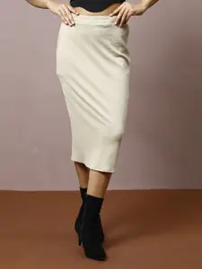 Athena Women Ribbed Pencil Midi Skirt