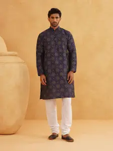 SOJANYA Floral Printed Mandarin Collar Straight Kurta With Churidar