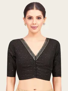 Studio Shringaar Women V-Neck Embroidered Saree Blouse