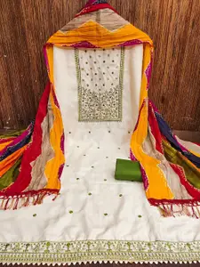 MANVAA Floral Embroidered Sequinned Unstitched Dress Material