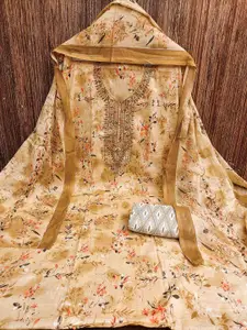 MANVAA Floral Embroidered Sequinned Cotton Unstitched Dress Material