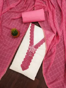 MANVAA Floral Embroidered Unstitched Dress Material