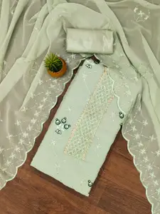 MANVAA Floral Embroidered Sequinned Georgette Unstitched Dress Material