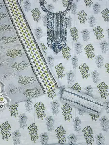 MANVAA Floral Embroidered Cotton Sequinned Unstitched Dress Material