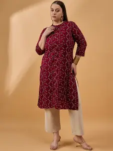 all about you Plus Size Geometric Printed Cotton Straight Kurta
