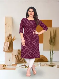 KETAKI FASHION Geometric Printed Round Neck Straight Kurta