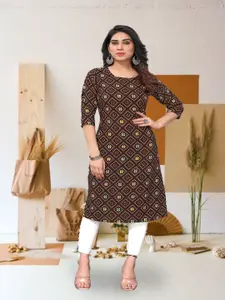 KETAKI FASHION Geometric Printed Round Neck Straight Kurta