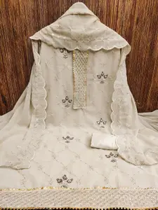 MANVAA Floral Embellished Sequinned Unstitched Dress Material