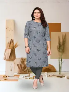 KETAKI FASHION Floral Printed Round Neck Straight Kurta