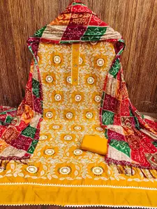 MANVAA Floral Embroidered Unstitched Dress Material