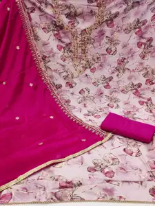 KIMISHA Floral Printed Sequinned Unstitched Dress Material