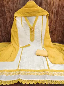 MANVAA Floral Embroidered Beads Work Unstitched Dress Material