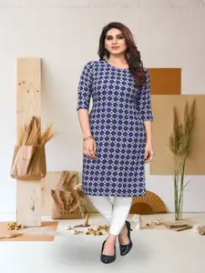 KETAKI FASHION Geometric Printed Round Neck Straight Kurta