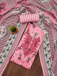 MANVAA Floral Embroidered Sequinned Cotton Unstitched Dress Material