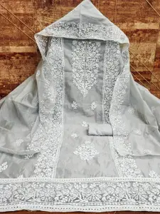 MANVAA Floral Embroidered Unstitched Dress Material