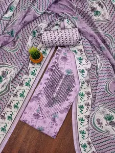 MANVAA Floral Printed Sequinned Unstitched Dress Material