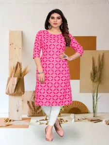 KETAKI FASHION Geometric Printed Round Neck Straight Kurta