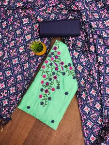 MANVAA Floral Embroidered Unstitched Dress Material