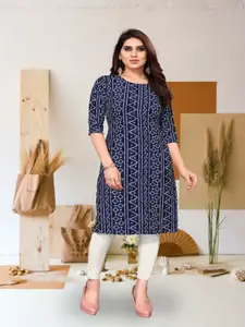KETAKI FASHION Bandhani Printed Round Neck Straight Kurta