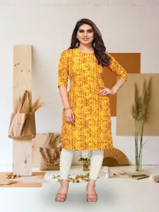 KETAKI FASHION Bandhani Printed Round Neck Straight Kurta