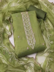 KIMISHA Floral Embroidered Sequinned Unstitched Dress Material