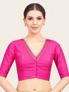 Studio Shringaar Mirror Work Embroidered Saree Blouse