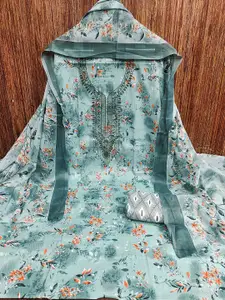 MANVAA Floral Embroidered Sequinned Cotton Unstitched Dress Material