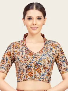 Studio Shringaar Kalamkari Printed Cotton Saree Blouse