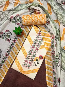 MANVAA Floral Printed Beads and Stones Cotton  Unstitched Dress Material