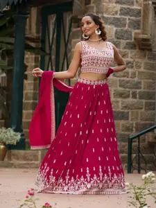 Kedar Fab Embroidered Semi Stitched Lehenga & Unstitched Blouse With Dupatta