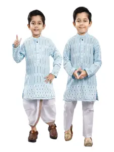 BAESD Boys  Selection Of 2 Floral Embroidered Regular Thread Work Kurta with Dhoti Pants