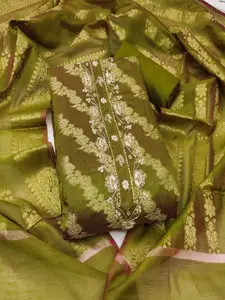 KIMISHA Floral Woven Design Beads Work Unstitched Dress Material