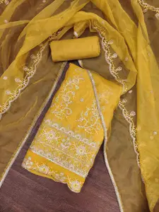 KIMISHA Floral Embroidered Sequinned Unstitched Dress Material