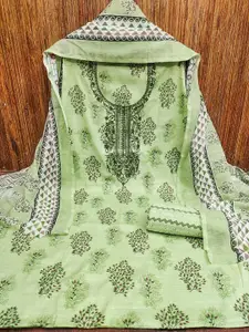 MANVAA Floral Printed Thread Work Unstitched Dress Material