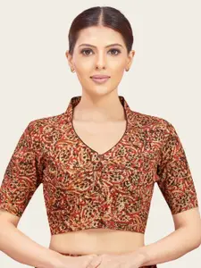Studio Shringaar Kalamkari Printed Cotton Saree Blouse