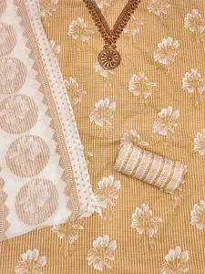 MANVAA Floral Printed Thread Work Unstitched Dress Material