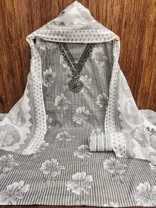 MANVAA Floral Embroidered Sequinned Cotton Unstitched Dress Material