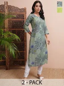 Vishudh Pack of 2 Women's Printed Kurtas