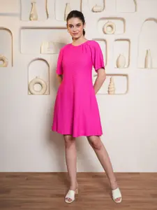 PURVAJA Women Round Neck A-Line Dress