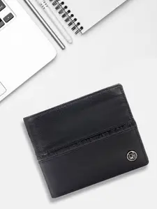 Da Milano Men Striped Leather Two Fold Wallet