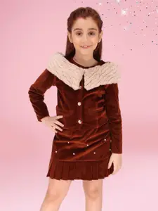 CUTECUMBER Girls Round Neck Coat With Skirt