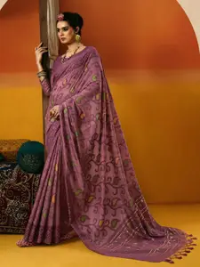 Mitera Ethnic Motifs Woven Design Zari Ikat Saree