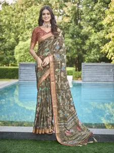 Mitera Floral Printed Pure Silk Saree