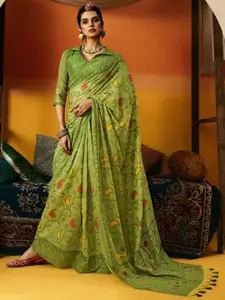 Mitera Paisley Printed Ikat Saree