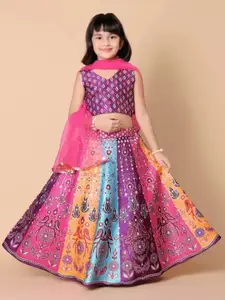 BAESD Girls Printed Ready to Wear Lehenga & Blouse With Dupatta