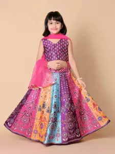 BAESD Girls Printed Tie and Dye Ready to Wear Lehenga & Blouse With Dupatta