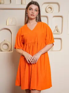 PURVAJA Women Flared Sleeves A-Line Dress