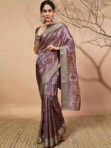 RACHNA Batik Printed Zari Pure Silk Patola Saree